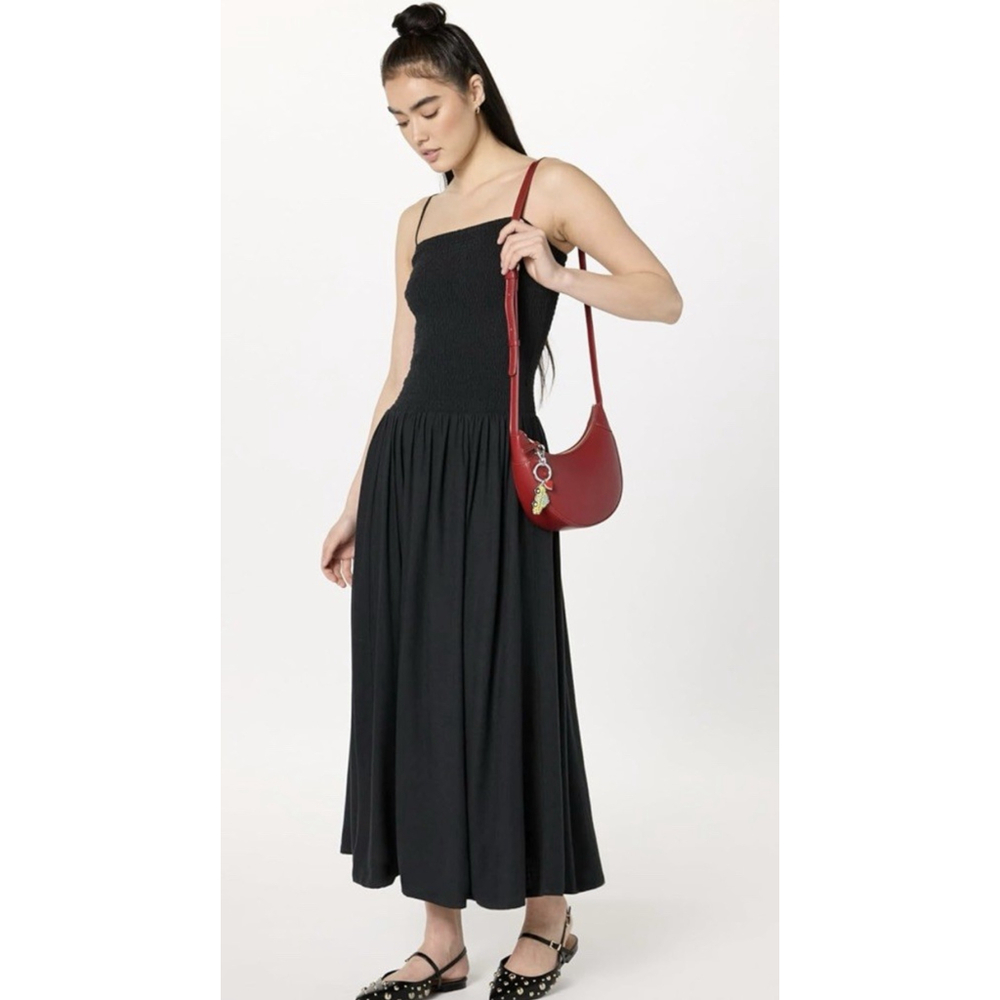 The Drop Womens Florencia Smocked Bodice Linen viscose Maxi Dress smocked XL